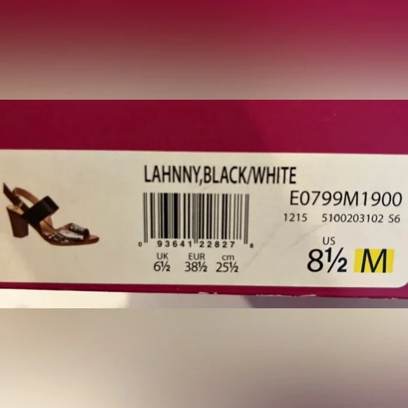 Naturalizer Lahnny Leather Sandal Black and White Snake Print size 8.5M NWOT - Picture 8 of 8